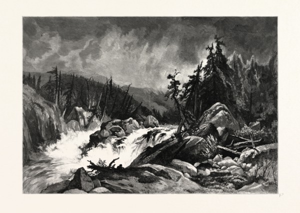 RAPIDS OF THE AU SABLE. A. PARTON. The Au Sable River in Michigan, United States, USA.