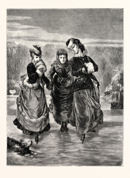 THE FIRST SKATING LESSON. WINTER PASTIMES