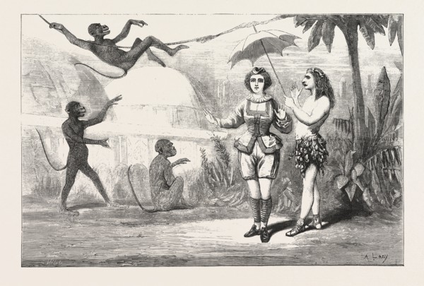 THE PANTOMIMES, JACK IN WONDERLAND AT THE CRYSTAL PALACE, LONDON, ENGRAVING 1876, UK, britain,