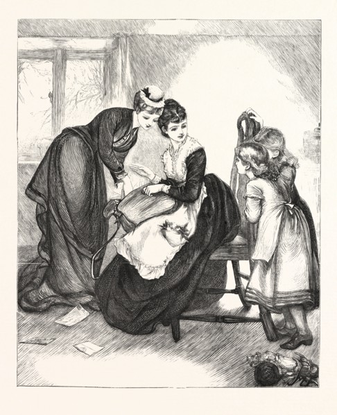 VALENTINE'S MORNING: OPENING THE POST-BAG, ENGRAVING 1876, UK, britain, british, europe, united