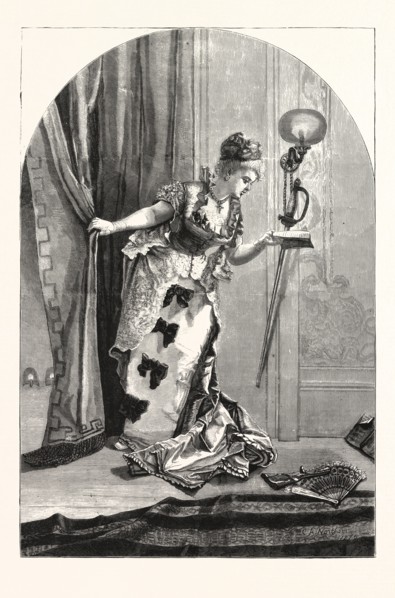 PRIVATE, THEATRICALS: JUST BEFORE THE CURTAIN RISES. THEATRE, ENGRAVING 1876, UK, britain, british,