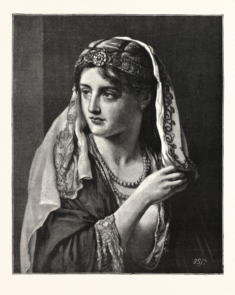 HINDA, A PICTURE BY F. WYBURD, ENGRAVING 1876, UK, britain, british, europe, united kingdom, great