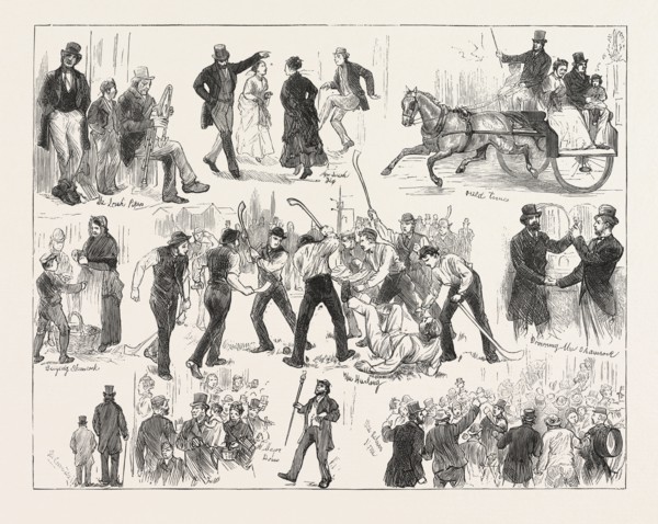GATHERING AT THE ALEXANDRA PALACE IN HONOUR OF ST. PATRICK., LONDON, ENGRAVING 1876, UK, britain,