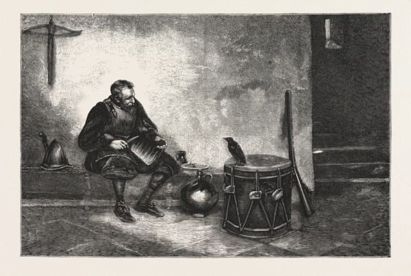 OLD CRONIES, PICTURE BY SEYMOUR LUCAS, ENGRAVING 1876, UK, britain, british, europe, united