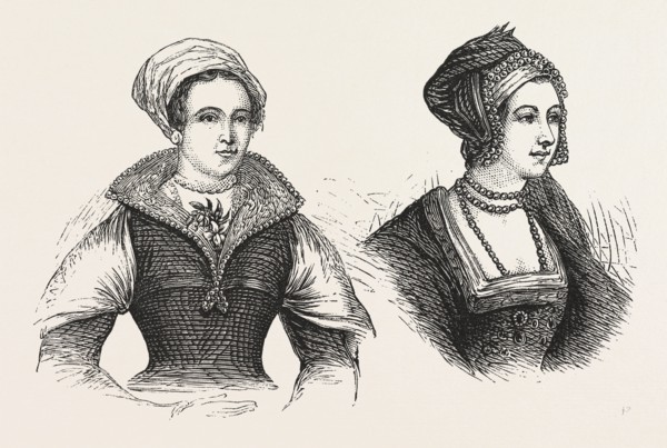 JANE GREY AND ANNE BOLEYN, PRISONERS IN THE TOWER, LONDON, ENGRAVING 1876, UK, britain, british,