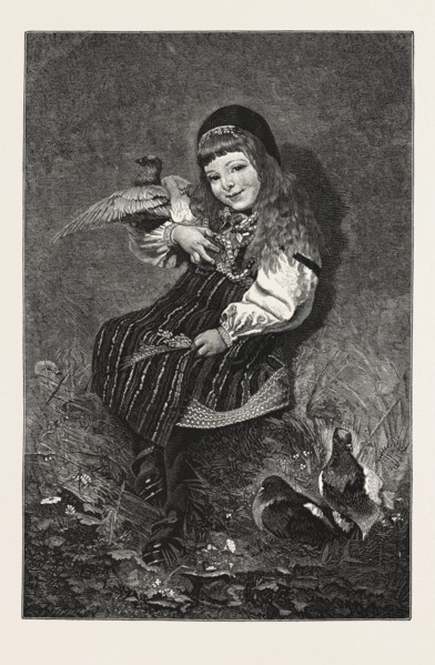 THE PETS, PICTURE BY HUGO SALMSON IN THE SALON, 1875, ENGRAVING 1876, UK, britain, british, europe,