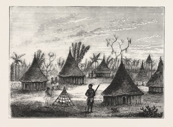 LIEUTENANT CAMERON IN CENTRAL AFRICA, SONA BAZH, A ULUNDO VILLAGE ON THE FRONTIER OF TOVALE,