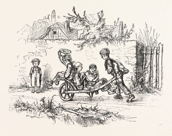 SKETCH BOOK OF HENDSCHEL, OUT FOR AN AIRING, ENGRAVING 1876