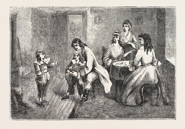 SCENE FROM  THE VICAR OF WAKEFIELD, ENGRAVING 1876, UK, britain, british, europe, united kingdom,