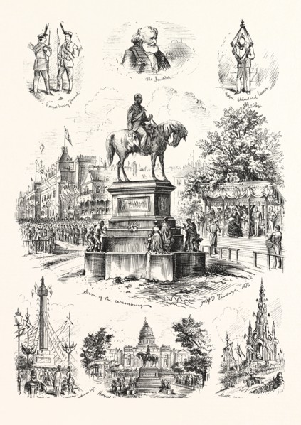 THE QUEENS VISIT TO EDINBURGH TO INAUGURATE THE PRINCE CONSORT MEMORIAL, ENGRAVING 1876, UK,