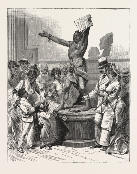 THE STATUE OF "THE FREED SLAVE," IN MEMORIAL HALL, PHILADELPHIA EXHIBITION, ENGRAVING 1876, US,