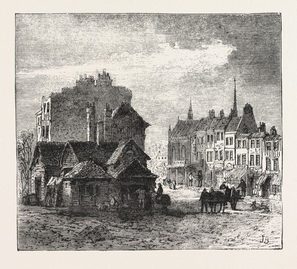 THE NORTH OF LONDON, HIGHGATE HIGH STREET, ENGRAVING 1876, UK, britain, british, europe, united