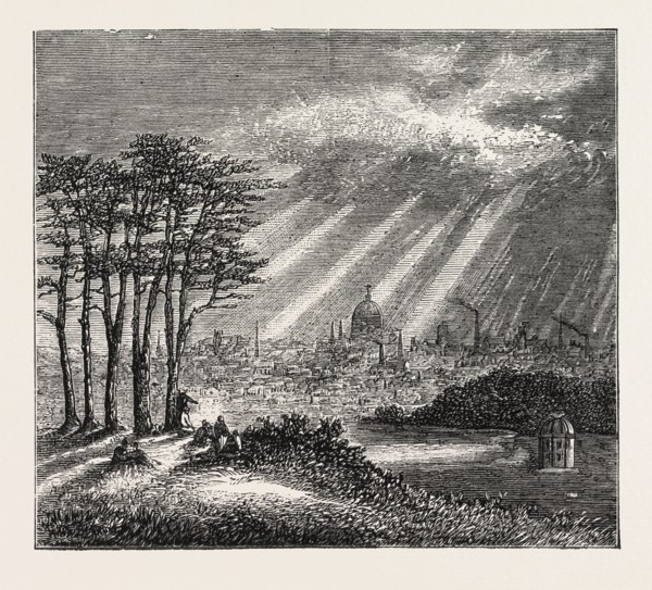 THE NORTH OF LONDON, THE HEATH, HAMPSTEAD, ENGRAVING 1876, UK, britain, british, europe, united