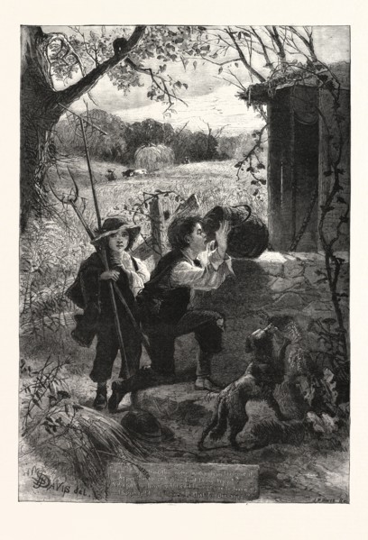 THE OLD OAKEN BUCKET, ENGRAVING 1876, UK, britain, british, europe, united kingdom, great britain,