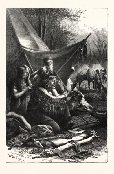 AN INDIAN TOILET, ENGRAVING 1876, US, USA, America, United States