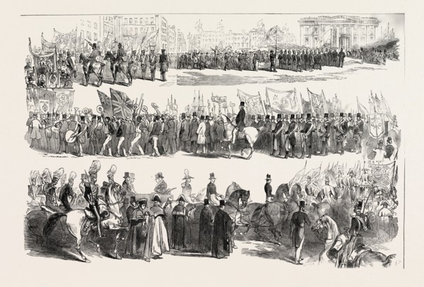 PRINCE ALBERT'S VISIT TO LIVERPOOL: THE GREAT PROCESSION TO THE SITE THE SAILORS' HOME, UK