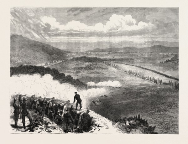 FRANCO-PRUSSIAN WAR: A PRUSSIAN BATTERY BEFORE METZ, FRANCE, 1870