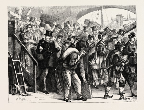 LANDING OF FRENCH REFUGEES AT LONDON BRIDGE, LONDON, UK, 1870