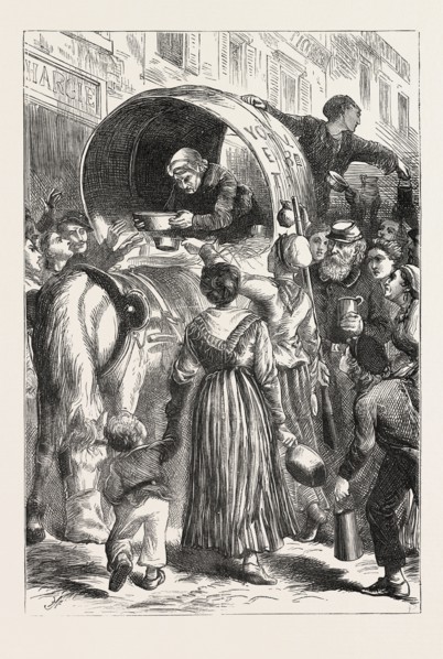 SELLING MILK IN THE STREET, PARIS, FRANCE, 1870