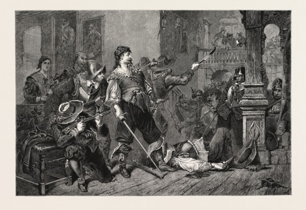 A DESPERATE DEFENCE, FROM A PAINTING, BY G. CATTERMOLE, THE INSTITUTE PAINTERS IN WATER COLOURS