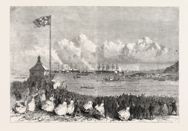 THE PRINCE AND PRINCESS OF WALES AT PLYMOUTH: SCENE ON THE HOE ON THE ARRIVAL OF THE ROYAL YACHT IN