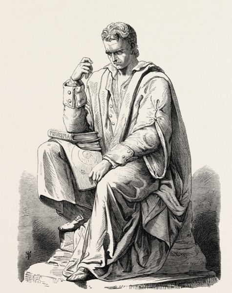 NEWTON MEDITATING ON THE LAW OF GRAVITATION (J. BELL, SCULPTOR)