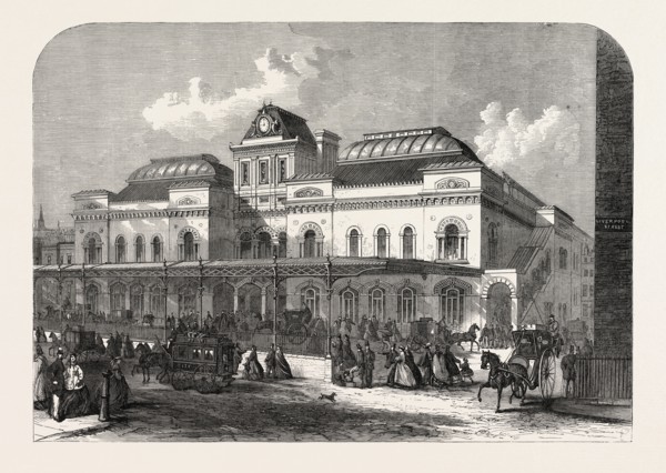 THE CITY TERMINUS, IN LIVERPOOL STREET, OF THE NORTH LONDON RAILWAY, LONDON, UK, 1865
