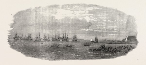 DEPARTURE OF THE OCEAN FRENCH FLEET FROM BREST, FRANCE, 1854; HERCULE, 100, TOWED BY CAFFARELLI,