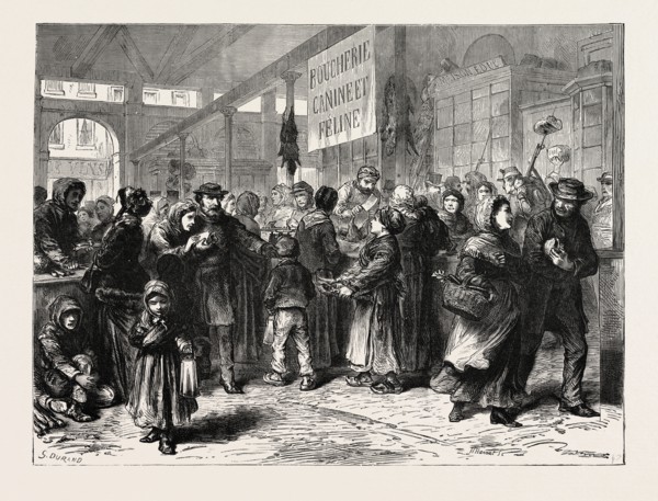 A DOG AND CAT BUTCHER'S IN PARIS, FRANCE, 1871