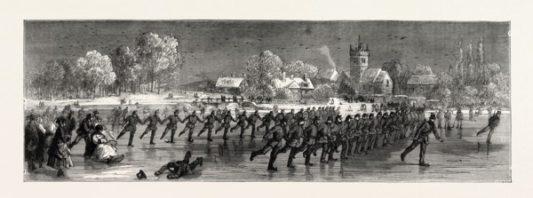 SKATING PARADE OF THE FIRST HUNTINGDONSHIRE RIFLE VOLUNTEERS, UK, 1871