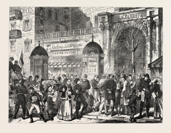 THE FRANCO-PRUSSIAN WAR: A STROLL ON THE BOULEVARDS IN PARIS BEFORE THE CAPITULATION, FRANCE, 1871
