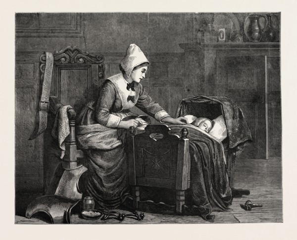 ANXIOUS TIMES, FROM THE PAINTING BY A.J.H. LUXMOORE; A MOTHER AND HER CHILD