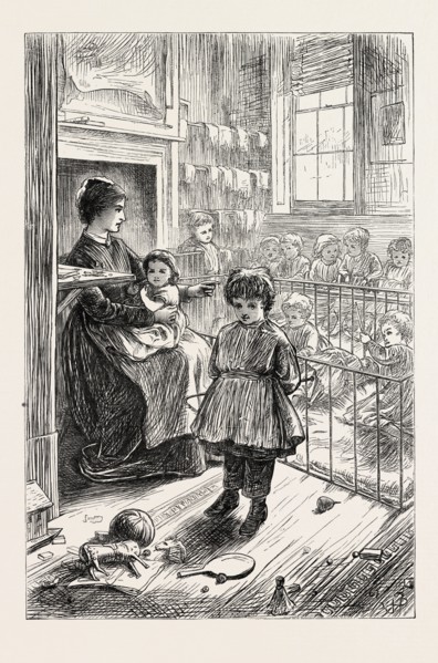 THE CRECHE, OR BABY'S HOME, IN STEPNEY, LONDON, UK, 1871: THE PLAY ROOM