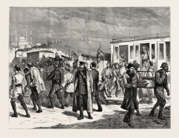 RUSSO-TURKISH WAR: WITH THE TURKS AT CONSTANTINOPLE, ARRIVAL OF RUSSIAN PRISONERS CAPTURED AT