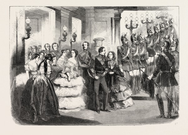 THE ROYAL AND IMPERIAL PARTY ASCENDING THE GRAND STAIRCASE OF THE PALACE OF SAINT CLOUD, FRANCE,