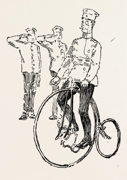 MILITARY CYCLING IN GERMANY, bicycle, bicycles, 1888 engraving