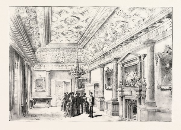 DUBLIN CASTLE, IRELAND, THE DINING ROOM, 1888 engraving