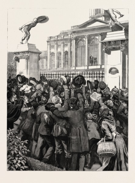 THE ILLNESS OF THE GERMAN EMPEROR CHARLOTTENBURG GERMANY, 1888 engraving