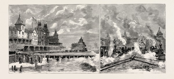 MOVING THE BRIGHTON BEACH HOTEL, CONEY ISLAND, NEW YORK, FRONT VIEW OF THE HOTEL, SHOWING THE