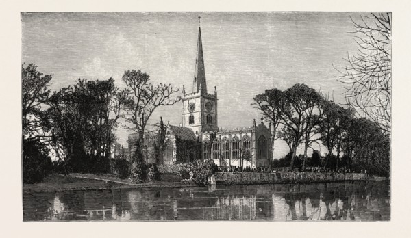HOLY TRINITY CHURCH, IN HERE SHAKESPEARE IS BURIED From the River Avon, UK, britain, united