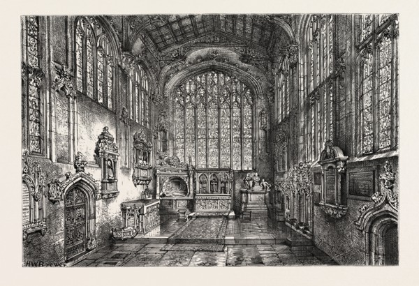 CHANCEL OF HOLY TRINITY CHURCH, SHOWING THE GRAVE OF SHAKESPEARE, UK, britain, united kingdom, u.k