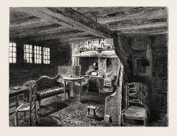LIVING-ROOM IN ANNE HATHAWAY'S COTTAGE AT SHOTTERY, NEAR STRATFORD-ON-AVON, UK, britain, united