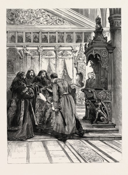PRINCE FERDINAND OF BULGARIA  ATTENDING SERVICE AT THE GREEK CHURCH, SOFIA, KISSING THE CRUCIFIX,