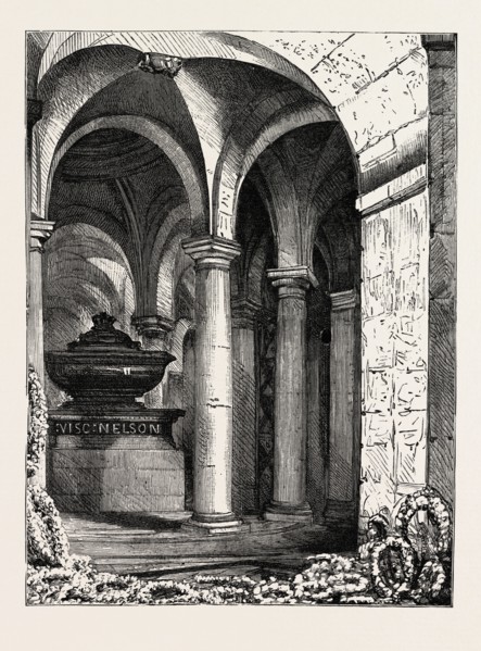 LORD NAPIER'S GRAVE IN THE CRYPT OF ST. PAUL'S, LONDON, engraving 1890, UK, U.K., Britain, British,