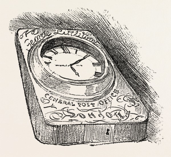 BOSTON AND HULL MAIL COACH CLOCK, engraving 1890