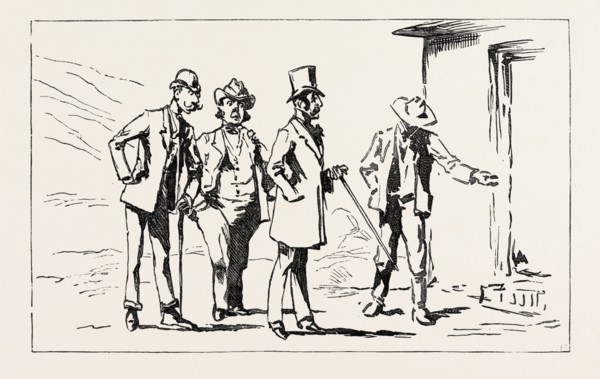 SWAZILAND, BEFORE DESCENDING A DIAMOND MINE, engraving 1890
