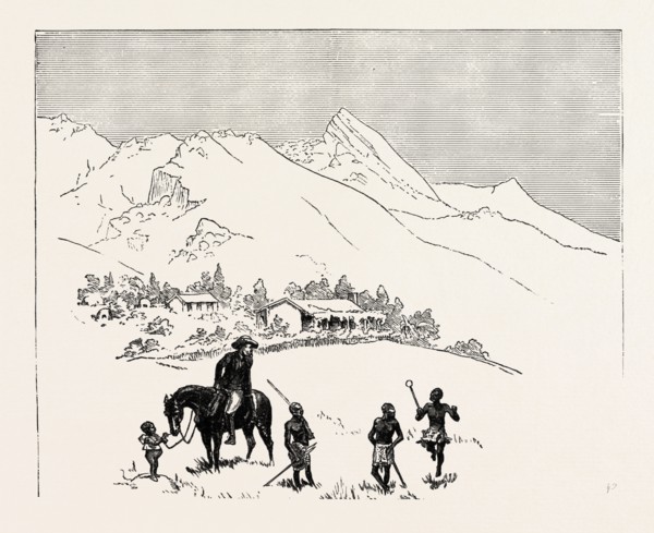 SWAZILAND, Lord Charles Beresford  MR. SHEPSTONE AND HIS RUNNERS, engraving 1890