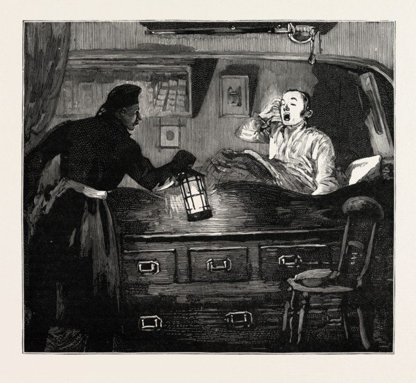 NIGHT QUARTERS ON BOARD A MAN OF WAR, SOUNDED OFF QUARTERS, SIR, engraving 1890