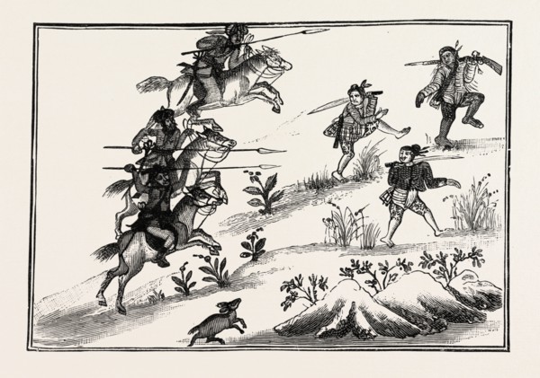 LIFE OF A BURMESE DACOIT, BUT IS PURSUED BY A SQUADRON OF NATIVE CAVALRY, engraving 1890