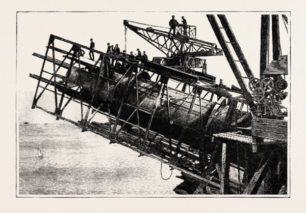 THE OPENING OF FORTH BRIDGE BY THE PRINCE OF WALES, BOTTOM MEMBER OF CANTILEVER IN COURSE OF
